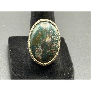 Sterling Silver & Dragons Blood Jasper Ring, 7 NEW